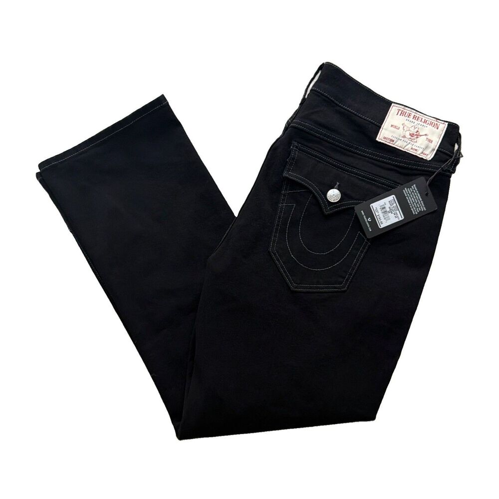 True Religion Ricky SN Flap Straight Jeans Men's Size 36x30 Body Rinse Black NWT